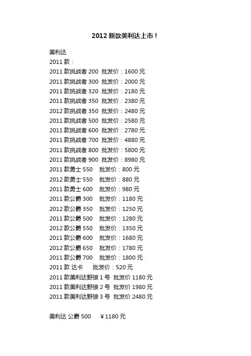 2012新款美利达上市！