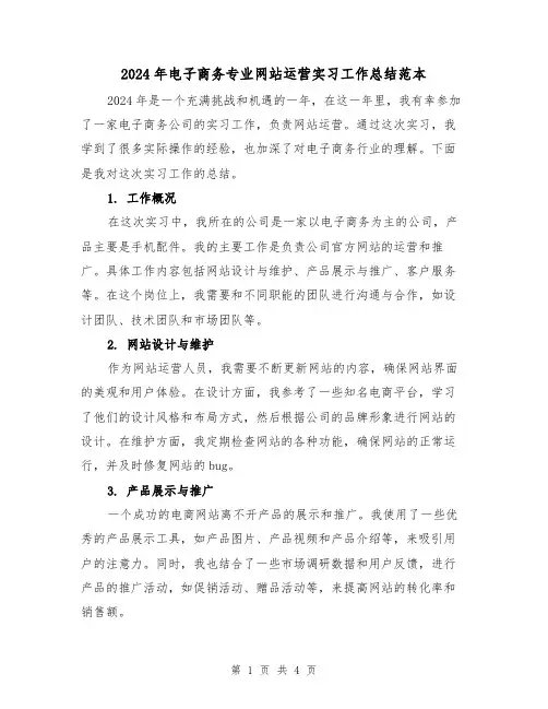 2024年电子商务专业网站运营实习工作总结范本(2篇)