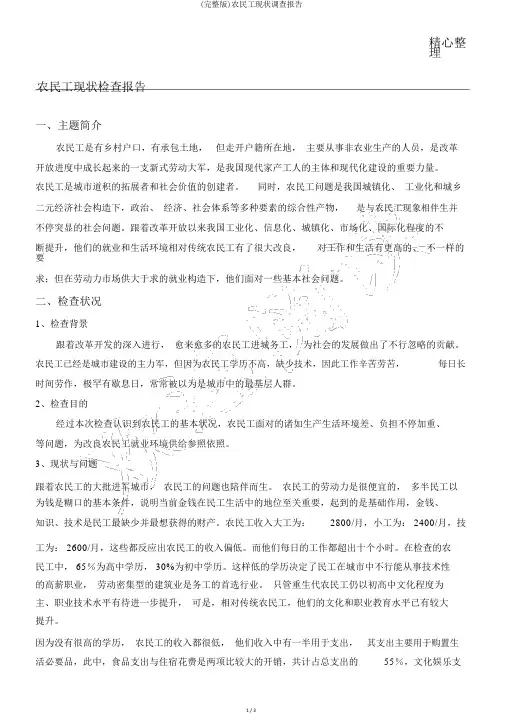 (完整版)农民工现状调查报告
