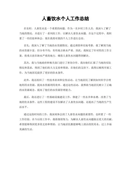 人畜饮水个人工作总结