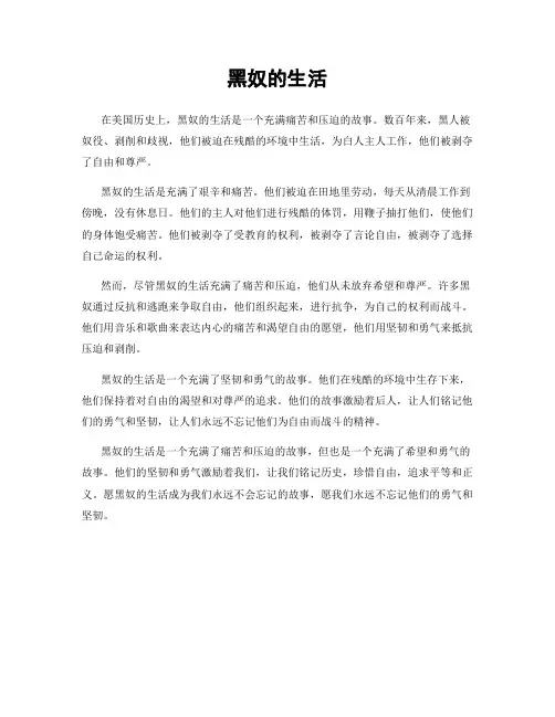 黑奴的生活