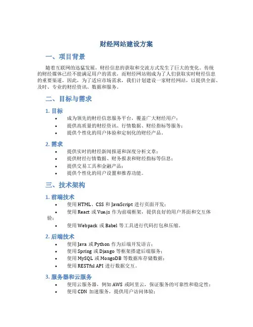 财经网站建设方案