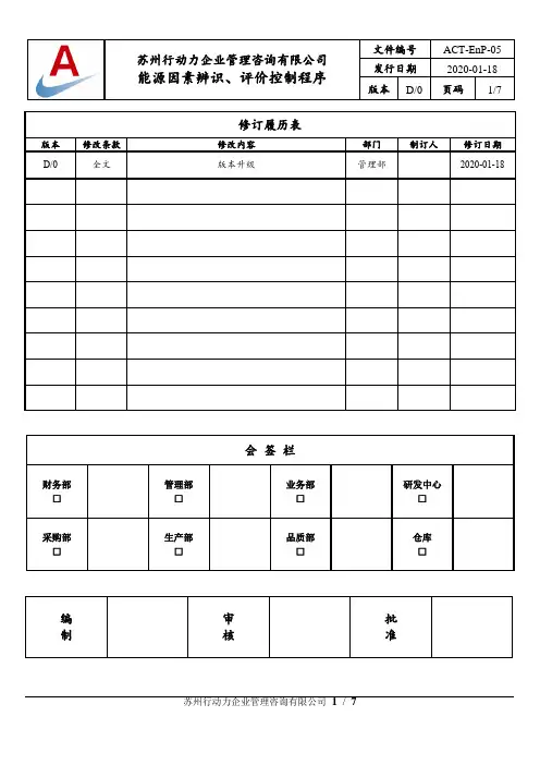 能源因素辨识、评价控制程序