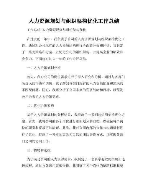 人力资源规划与组织架构优化工作总结