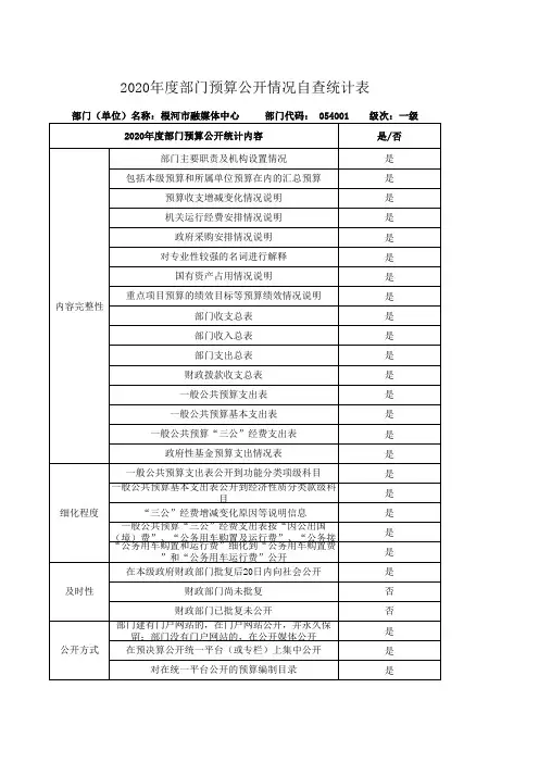 根河市融媒体2020年部门预算公开表