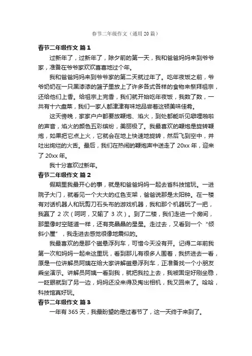 春节二年级作文（通用20篇）