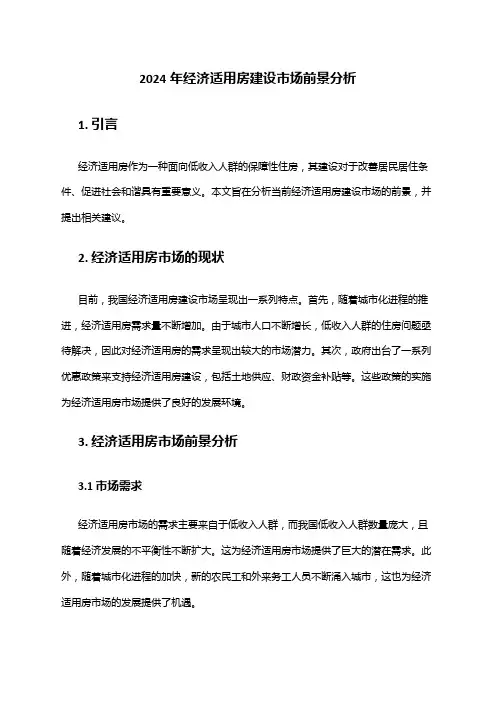 2024年经济适用房建设市场前景分析