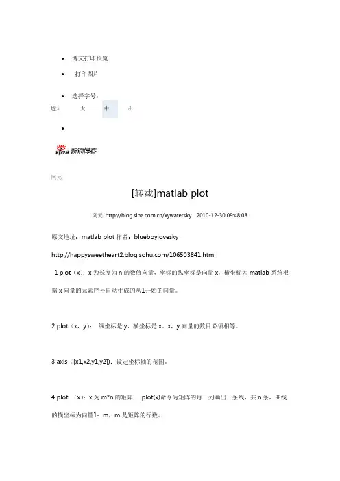matlab中plot函数的用法介绍