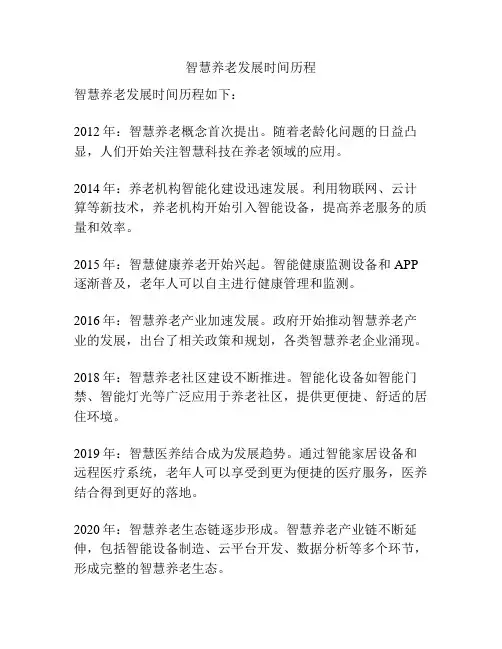 智慧养老发展时间历程