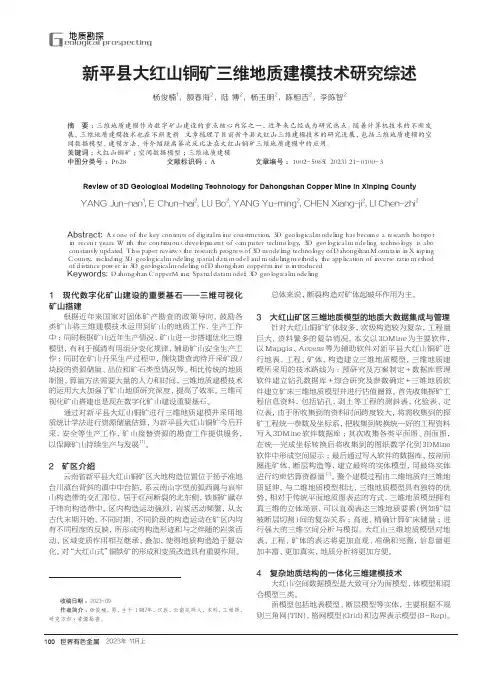 新平县大红山铜矿三维地质建模技术研究综述