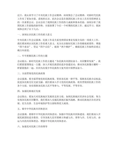 学民族工作会议心得体会
