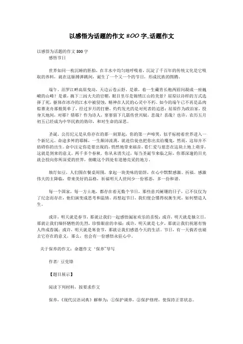 以感悟为话题的作文800字_话题作文