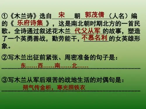 语文：6.28《木兰诗》课件(3)(鄂教版七年级上册)(2018-2019)