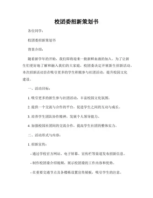 校团委招新策划书