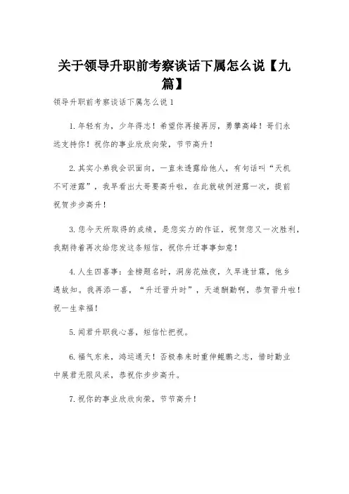 关于领导升职前考察谈话下属怎么说【九篇】