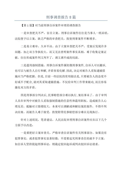 刑事调查报告8篇