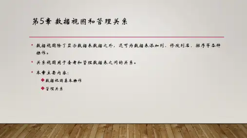 PowerBI数据分析与数据可视化 第5章 数据视图和管理关系