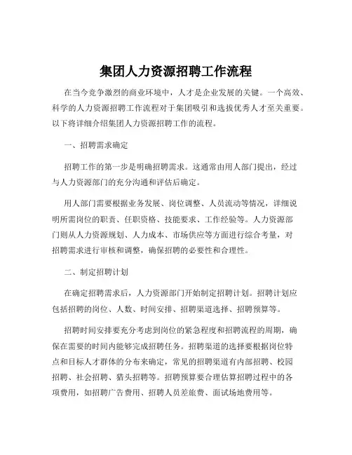 集团人力资源招聘工作流程