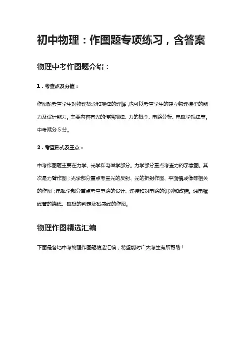 初中物理：作图题专项练习,含答案