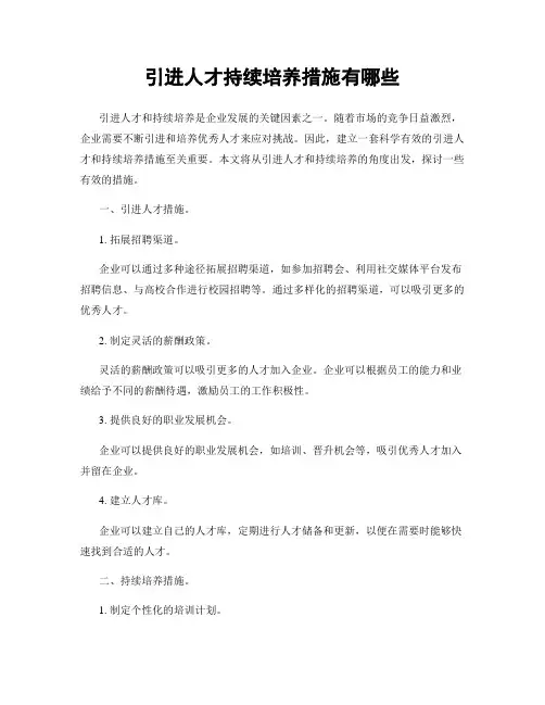 引进人才持续培养措施有哪些