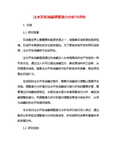 注水开发油藏调整潜力分析与评价