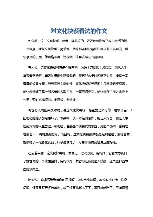 对文化快餐看法的作文