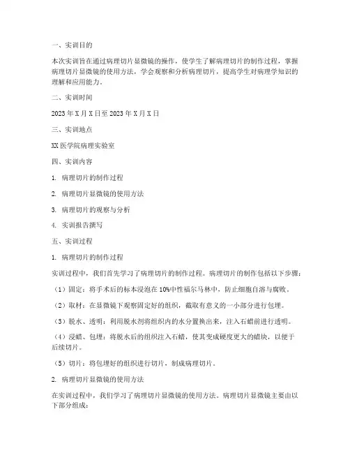 病理切片显微镜实训报告