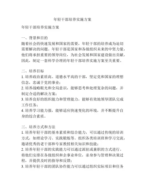 年轻干部培养实施方案