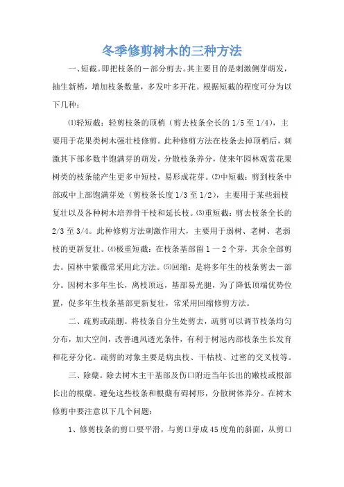 冬季修剪树木的三种方法