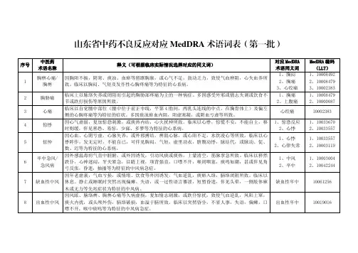 中药不良反应对应MedDRA术语词表(第一批)