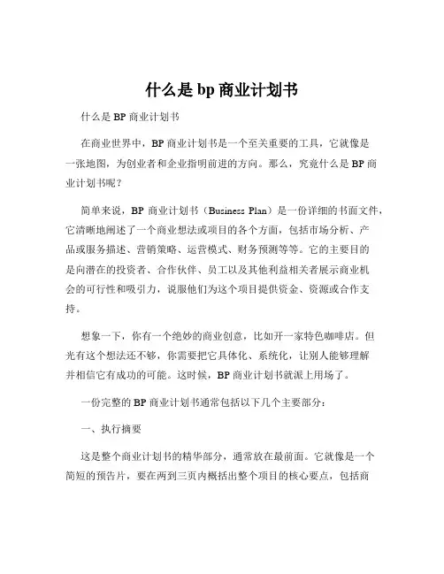 什么是bp商业计划书