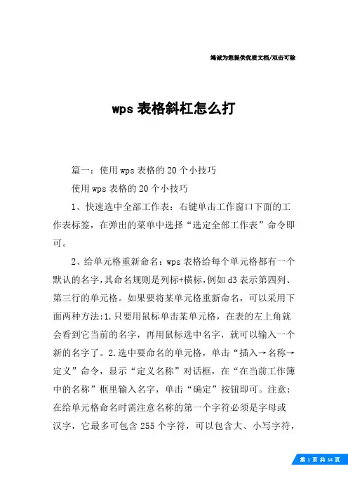 wps表格斜杠怎么打