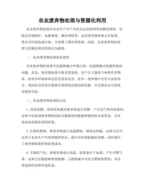 农业废弃物处理与资源化利用