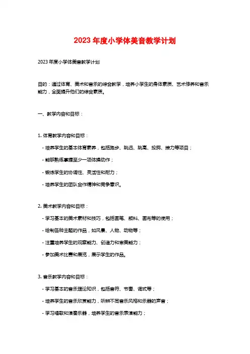 2023年度小学体美音教学计划
