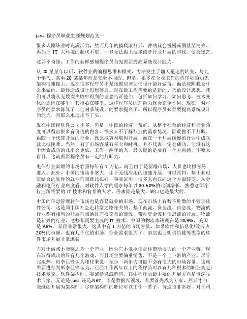 java程序员职业生涯规划范文