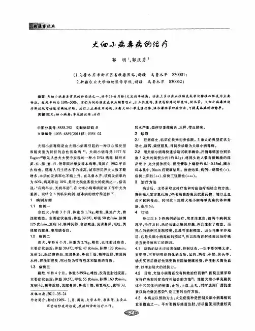 犬细小病毒病的治疗