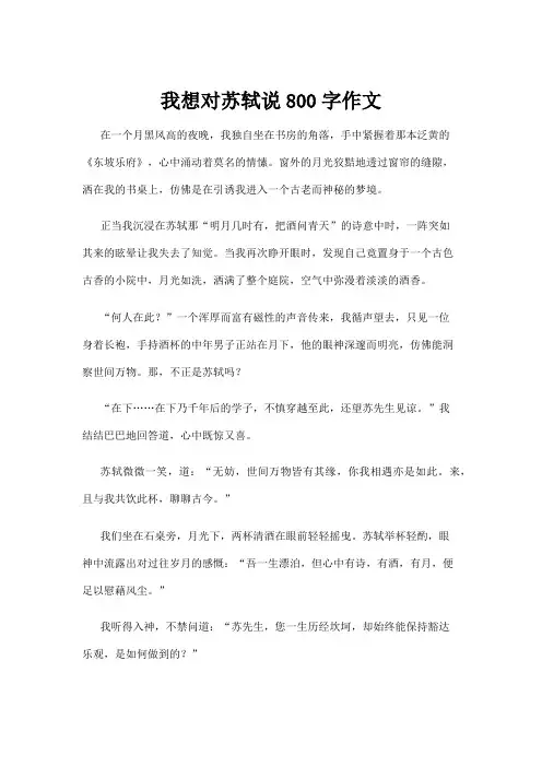 【高校与高等教育】我想对苏轼说800字作文