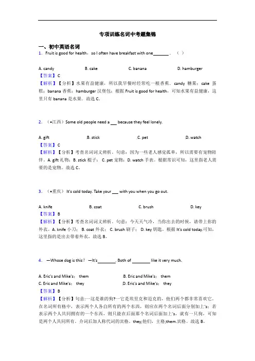 专项训练名词中考题集锦
