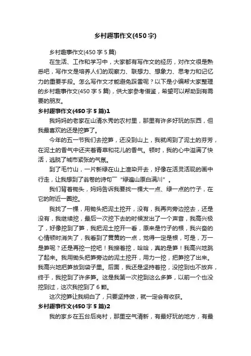 乡村趣事作文（450字5篇）