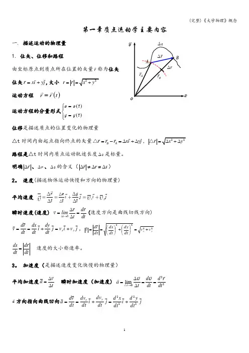(完整)《大学物理》概念
