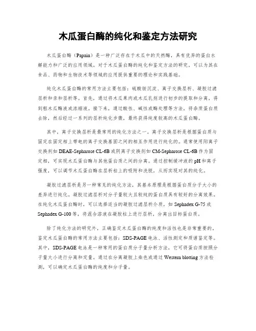 木瓜蛋白酶的纯化和鉴定方法研究