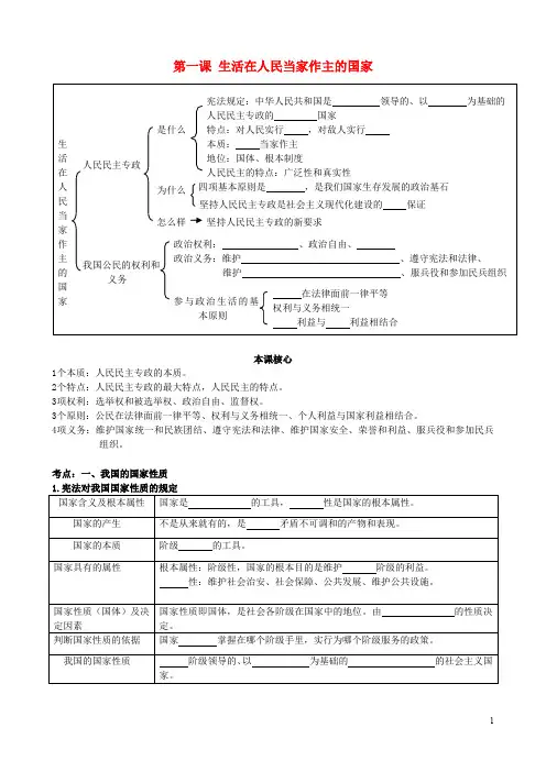 高三政治 第一课 生活在人民当家作主的国家知识点分析(1)