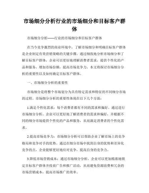 市场细分分析行业的市场细分和目标客户群体