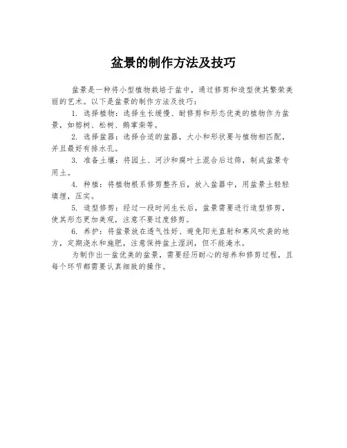 盆景的制作方法及技巧