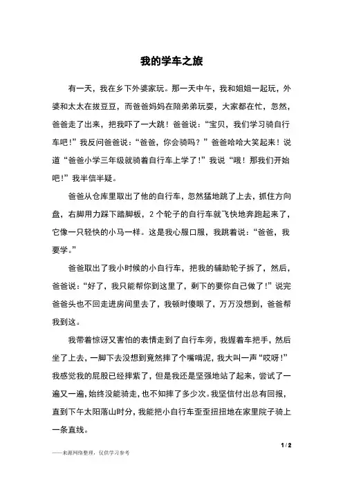 我的学车之旅_四年级作文