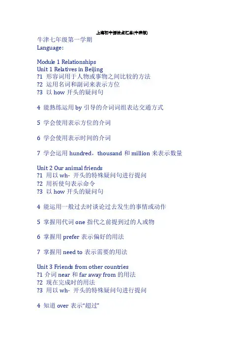上海初中语法点汇总(牛津版) (2)