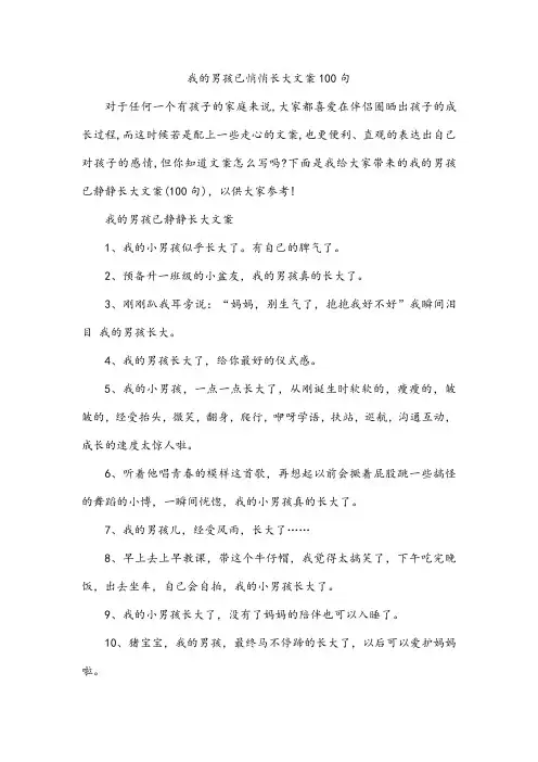我的男孩已悄悄长大文案100句