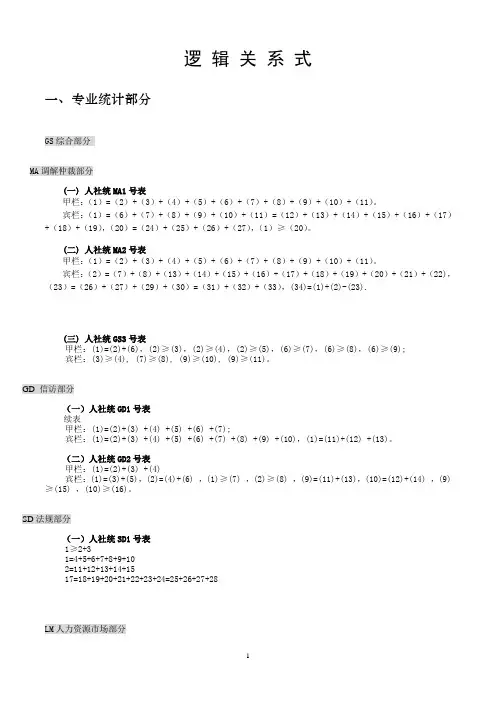 逻 辑 关 系 式