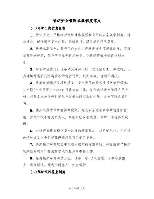 锅炉安全管理规章制度范文(五篇)