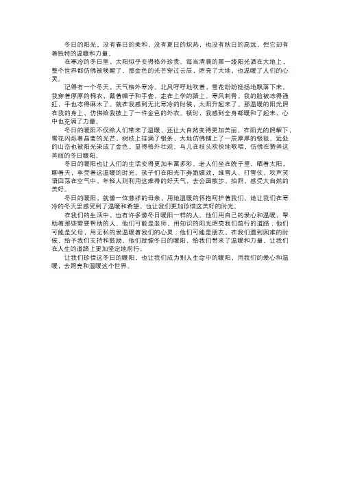 冬日的暖阳